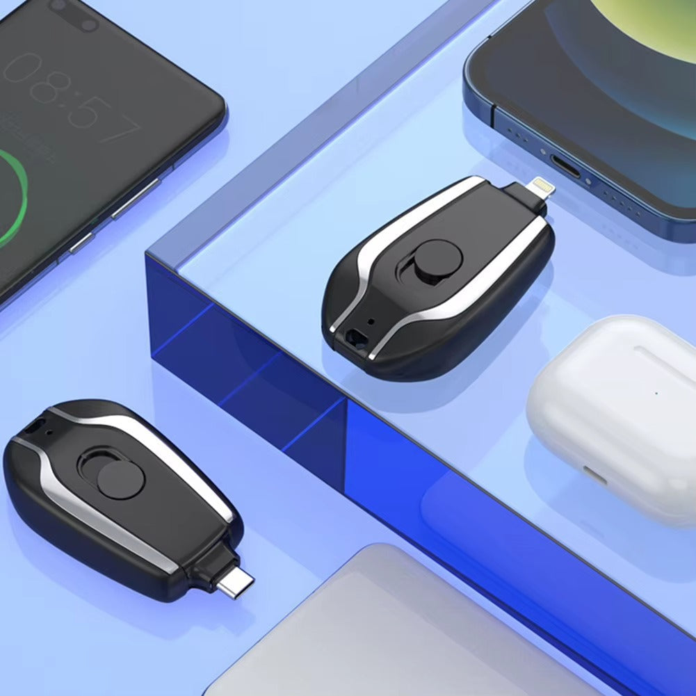 Mini Cargador Portatil Llavero Lightning y USB-C